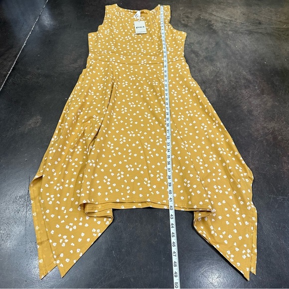 NWT Pact Mustard Yellow Organic Cotton Floral Print Handkerchief Dress - Picture 4 of 7